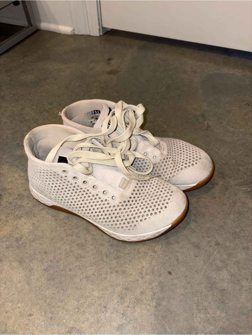 NOBULL Cream Knit Breathable Lace-Up Athletic Shoes